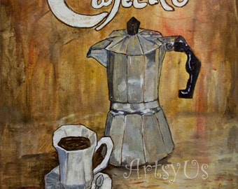 Cafecito print, cuban coffee, cuban percolator