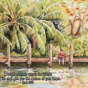 Boy Fishing with Dog - Psalm 37- Download