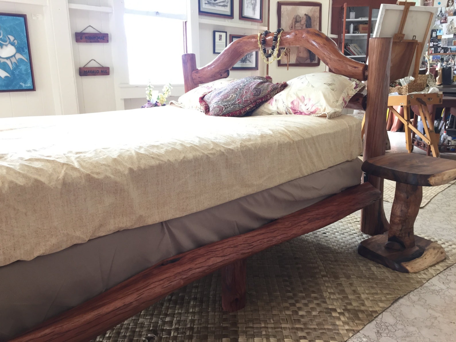 Native Hawaiian Ohia Queen Size Bed with Mango Carved Etsy