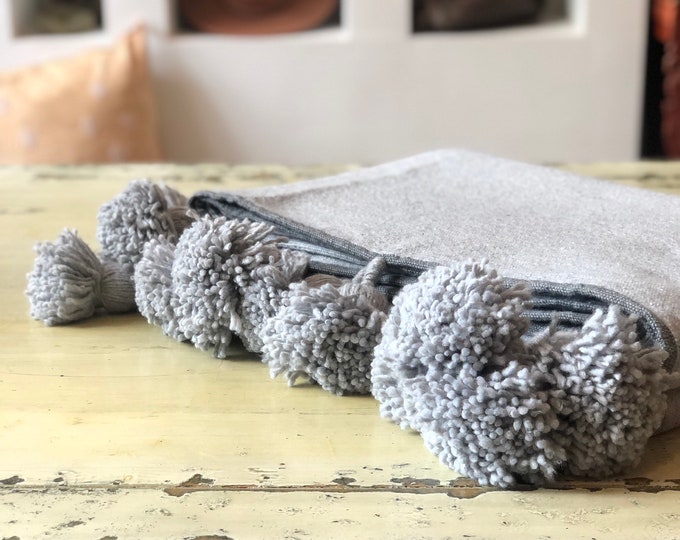 Featured listing image: Moroccan pompom blanket  180x280cm