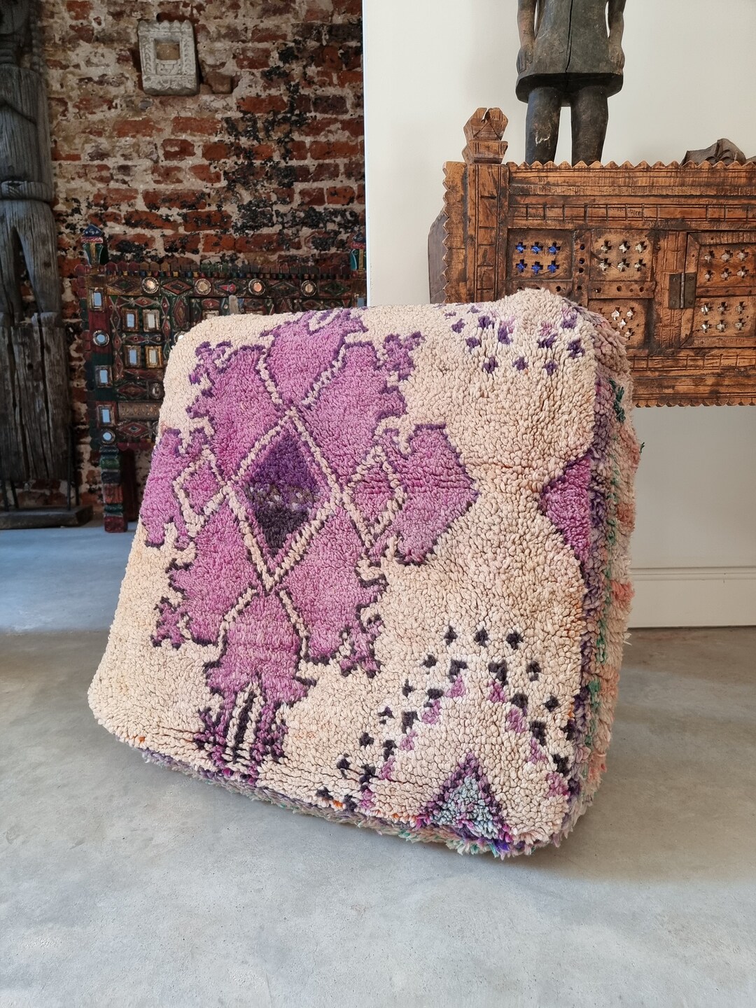 Moroccan Kilim Boujaad Pouf Big Floor Pillow Handmade Moroccan Poof 100 ...