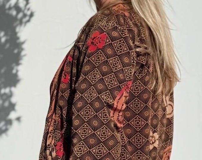 Featured listing image: Bomber jacket made from vintage saree fabric