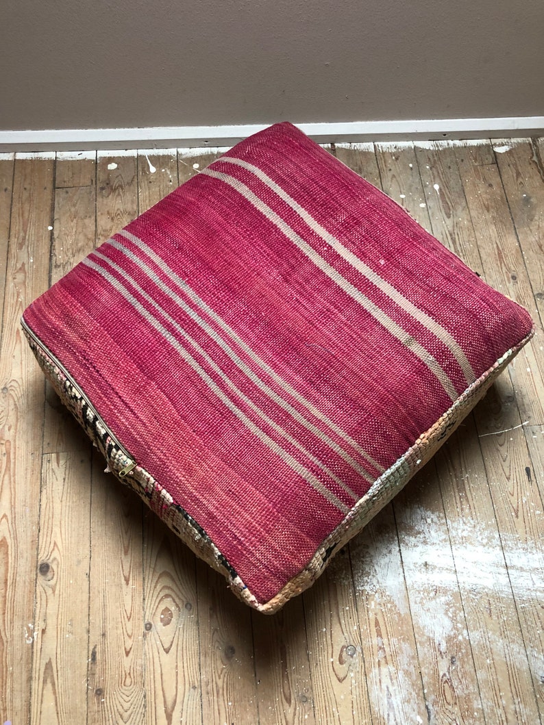 Handmade Moroccan poof 100/% wool kilim 60x60x25cm P202