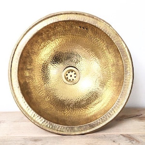 30-35cm Moroccan sink hammered brass gold color