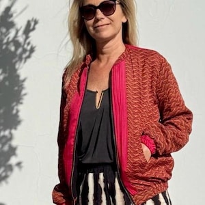 Luxury ethnic inspired bomber jacket made of vintage saree fabric