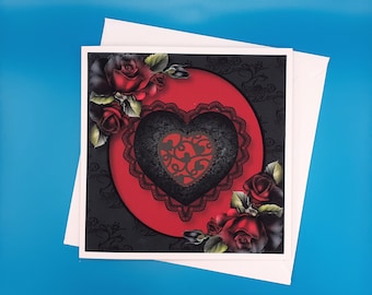 Gothic Wedding Day Card - Anniversary, Engagement, 8x8inches, 20x20cms