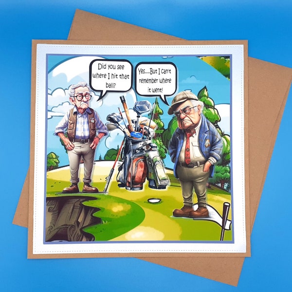 Funny Golf Birthday Card, 8x8inches 20x20cms, Father, Husband, Grandfather