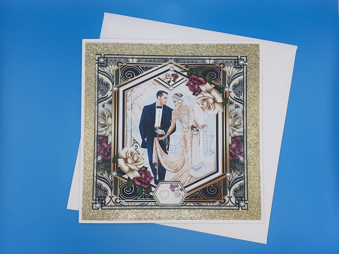 Art Deco Anniversary Card, 8x8inches, 20x20cms, Wedding Day - Etsy