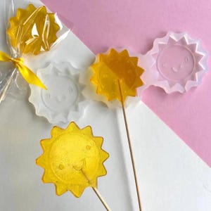 Molde de silicona para piruletas con forma de sol, ideal para reposteros, para dulces, regalos de baby shower, fiestas de cumpleaños, dulces y bombones (6 cm).