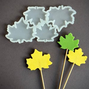 Molde de silicona con forma de hoja de arce para elaborar caramelos, chocolates y piruletas (6-7 cm)