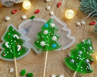Silicone mold &quot;Christmas tree 03&quot; lollipop mold school chocolate mold