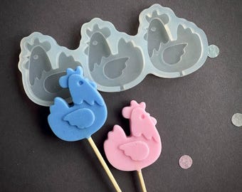 Molde de silicona con forma de pollo: Piruleta, chocolate, caramelo (1,97 x 1,58 pulgadas)