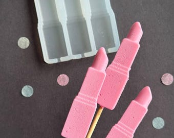 Lipstick Silicone Mold: Candy, Chocolate, Lollipop DIY (7сm)