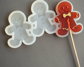 Molde de silicona de pan de jengibre para piruletas, chocolates y dulces caseros (6 cm)