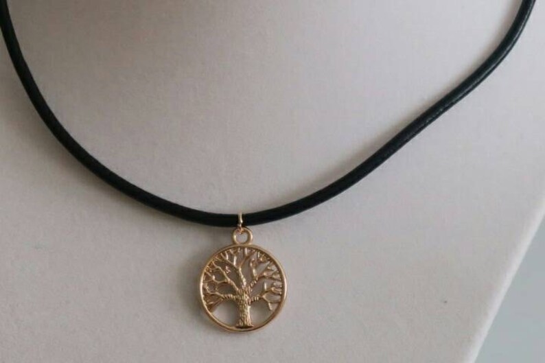 Tree of Life Necklace on leather cord image 2