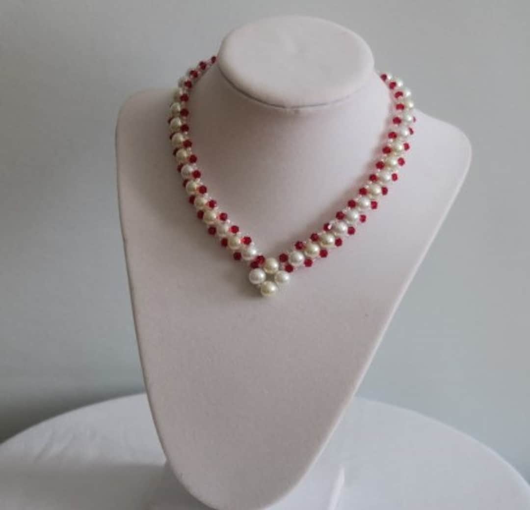 Red and white necklace deals