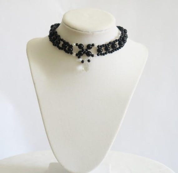 black beaded choker necklace