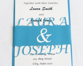 Paper carved letter wedding Invitation laser cut