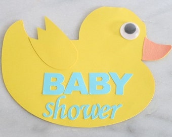 Yellow duck baby shower invitation