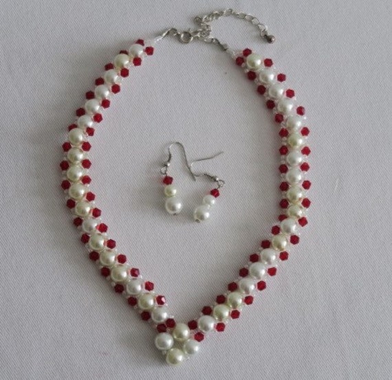 Red and white necklace deals