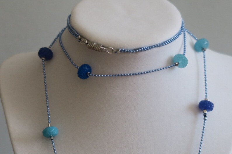 Blue Multi Strand Necklace Etsy