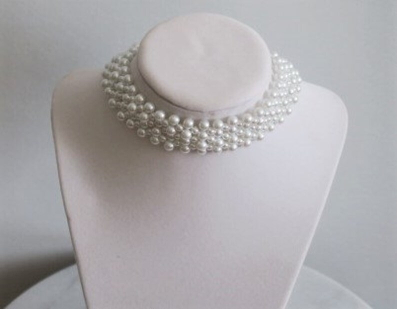 Bridal White Pearl Choker Necklace Etsy