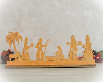 Wooden Nativity Tealight Holder – Scroll Saw Cut Silhouette