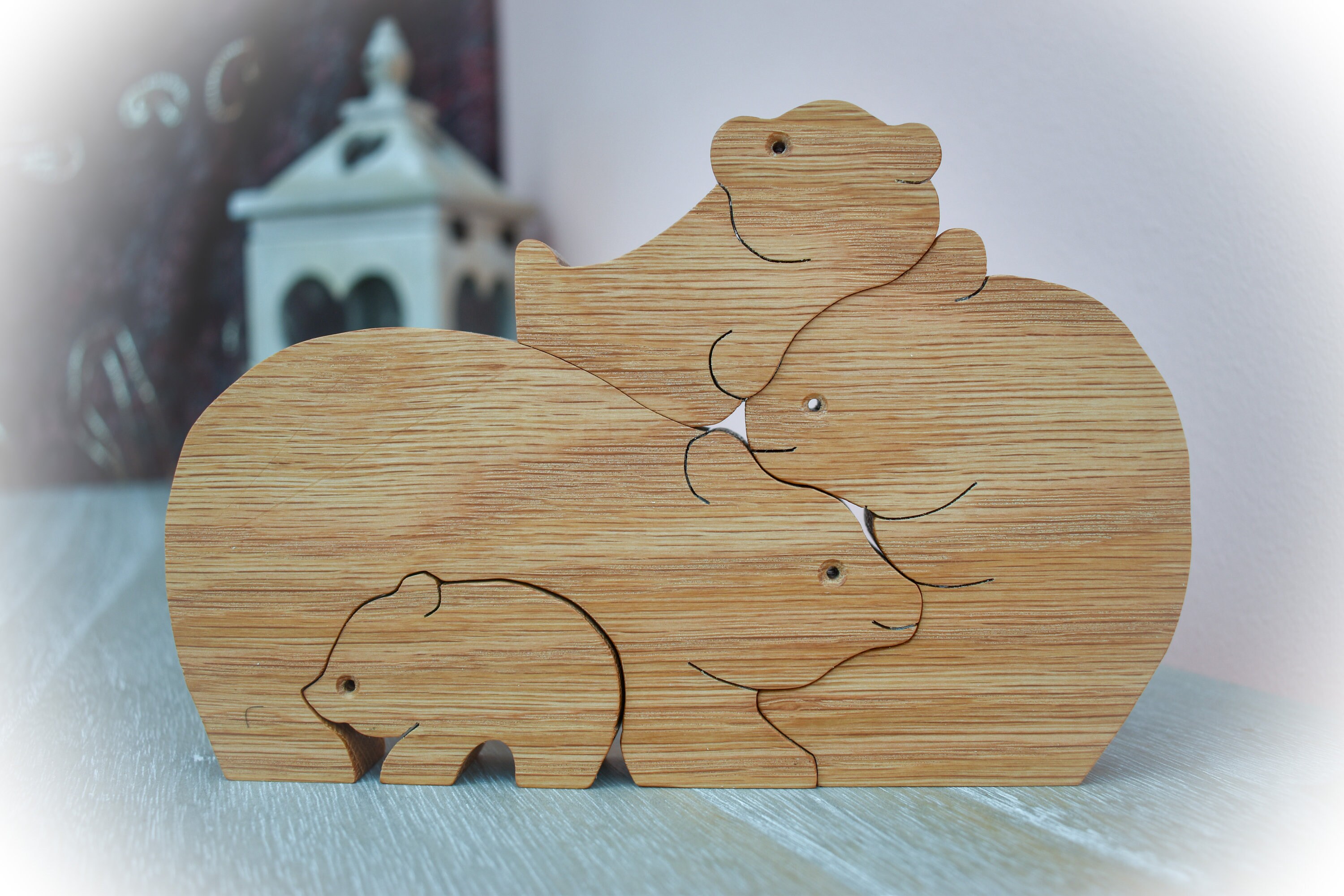 Wooden Bears set of four Etsy