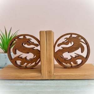 Wooden Dragon Bookends