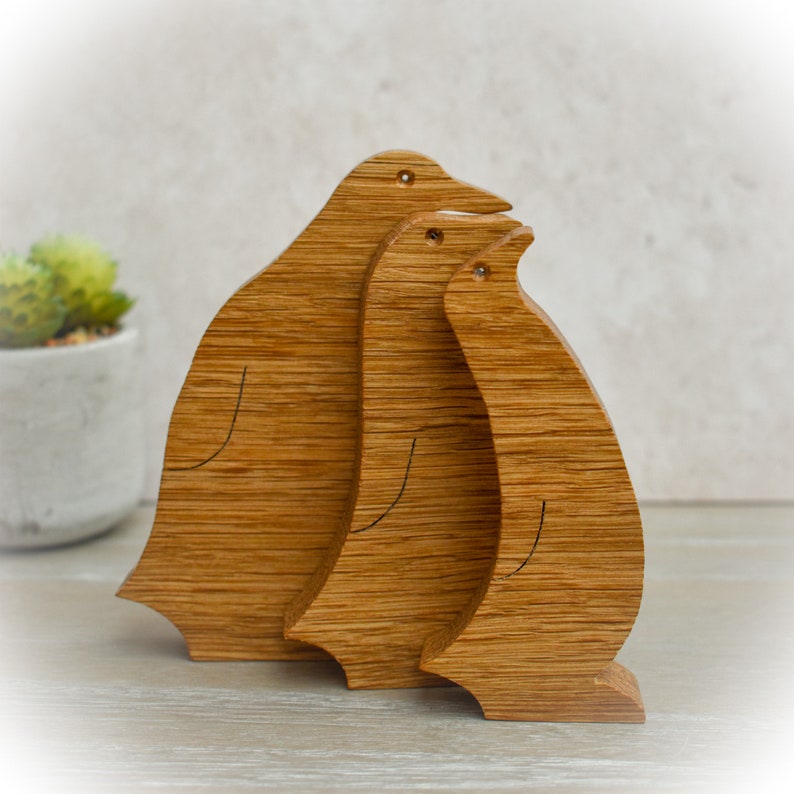 Wooden Penguin Family ornament, set of three image 4