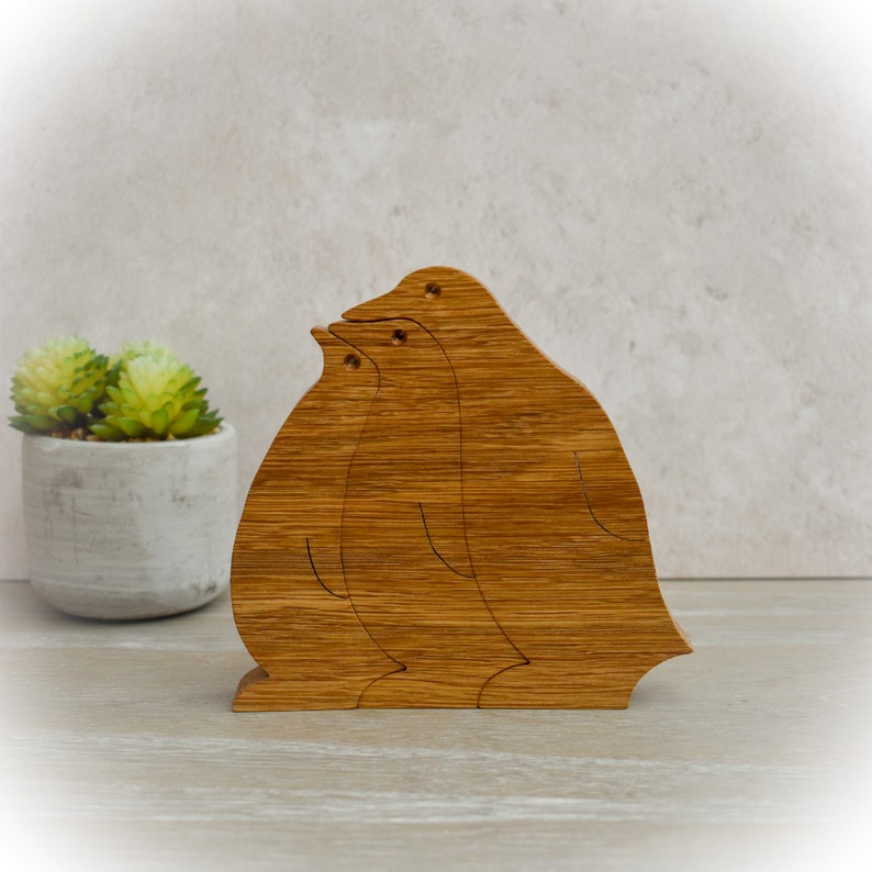 Wooden Penguin Family ornament, set of three image 2