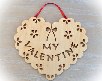 Wooden Valentine Heart Hanging Gift