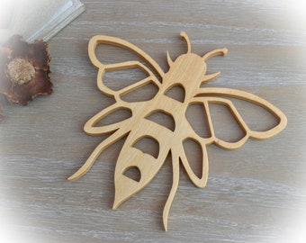 Handmade Birch Plywood Bee Wall Art: Natural or Oiled Finish