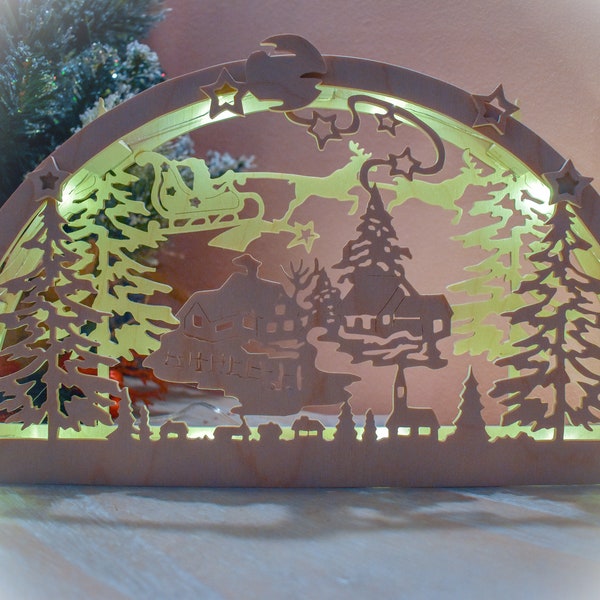 Wooden Illuminated Christmas Schwibbogen