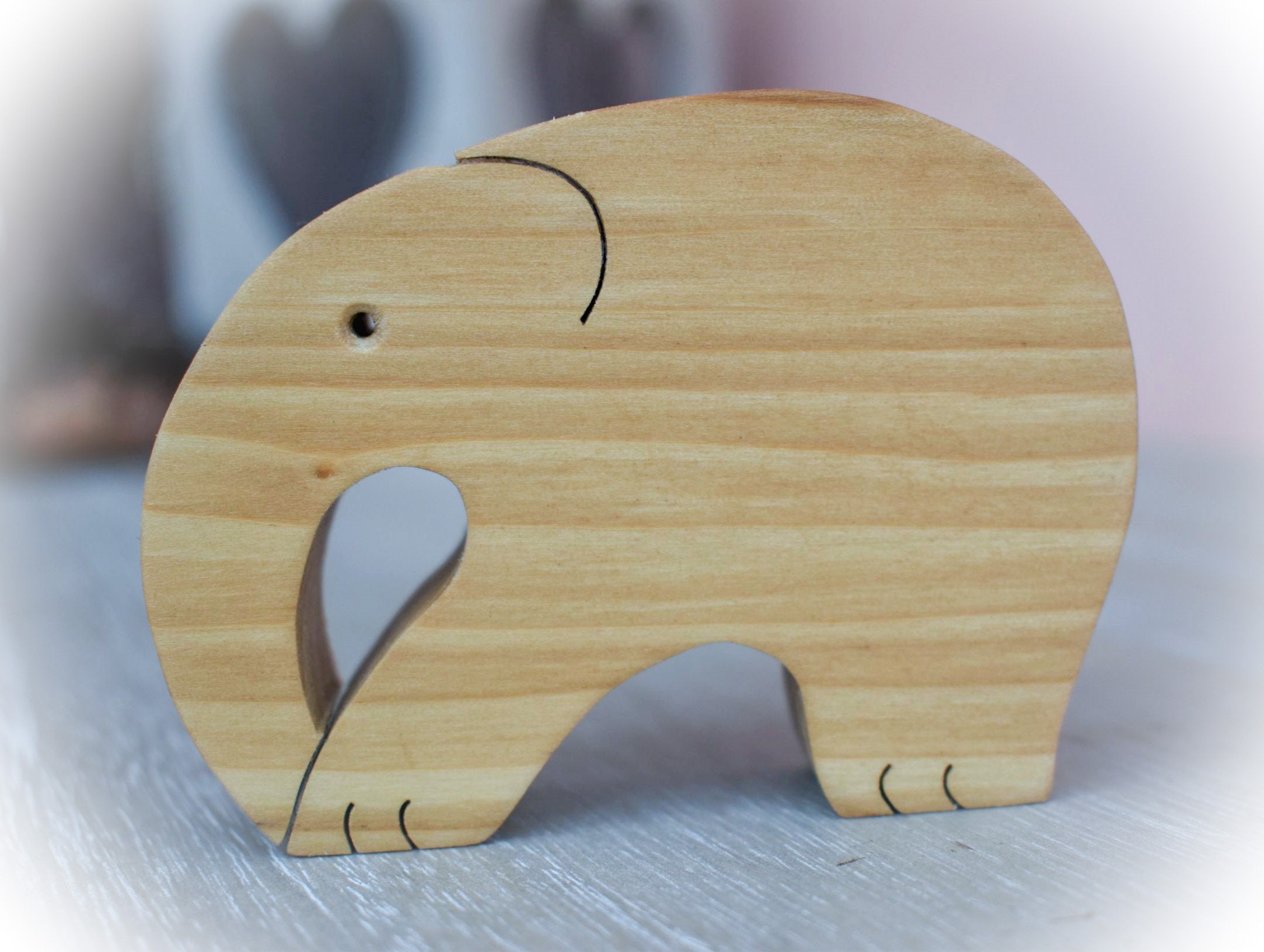Wooden Elephant Ornament Etsy