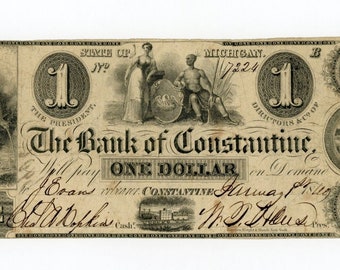 1840 1 Dollar Michigan Bankbiljet Antiek Valutageld