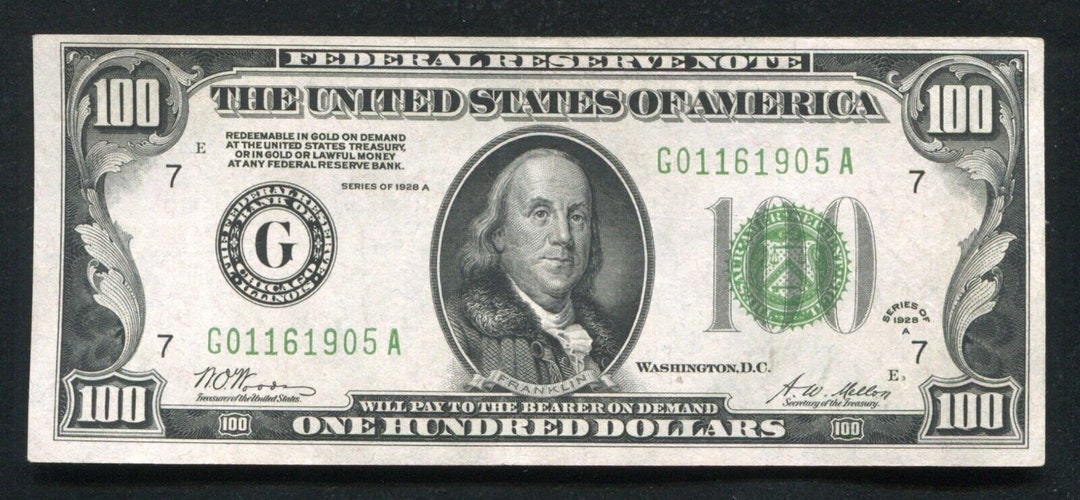 1928 U.S. 100 Dollar Federal Reserve Note Money Vintage - Etsy