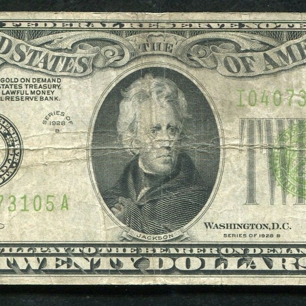 1928, billet de 20 dollars de la Réserve fédérale américaine avec Andrew Jackson