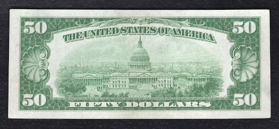 1928 US 50 Dollar Bill Federal Reserve Note Money Vintage Currency