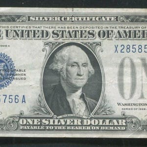 1928 US One Dollar Silver Certificate Note Bill Money Currency w/ George Washington