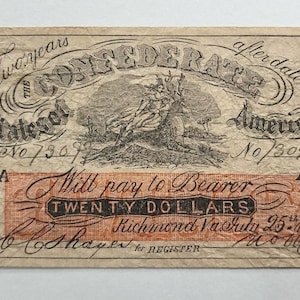 Burgeroorlog 1861 Twintig dollar Confederate States of America CSA Riding Deer Fantasy Note