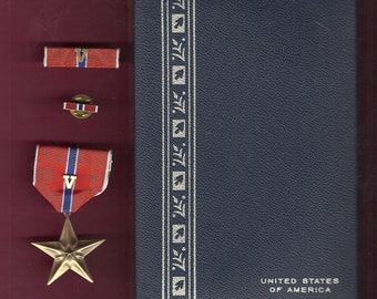 USA Bronze Star Medal mit Etui und V Vorrichtung für Tapferkeit