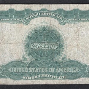1899 US One Dollar Bill Silver Certificate Antique Money Note Currency image 2