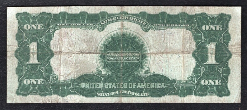 1899 US One Dollar Bill Silver Certificate Antique Money Note Currency image 2