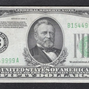 1934 50 Dollar Note Geld-Währung mit US Grant