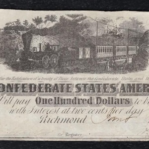 Nota de 100 dólares da Confederação CSA da Guerra Civil