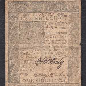 US Revolutionary War Era 1776 Delaware Colonial Currency Note Money
