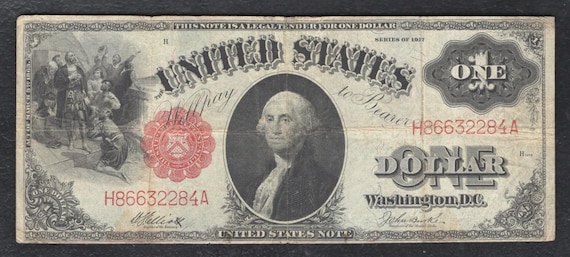 1917 US One Dollar Bill Note Currency Money With George Washington