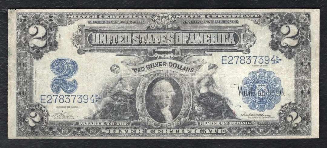 1899 2 ドル ミニ ポートホール シルバー サーティフィケート 紙幣