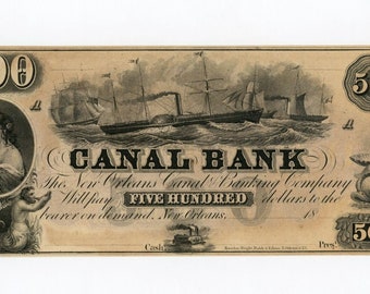 1800 500 Dollar New Orleans Louisiana Bankbiljet Antiek Valutageld